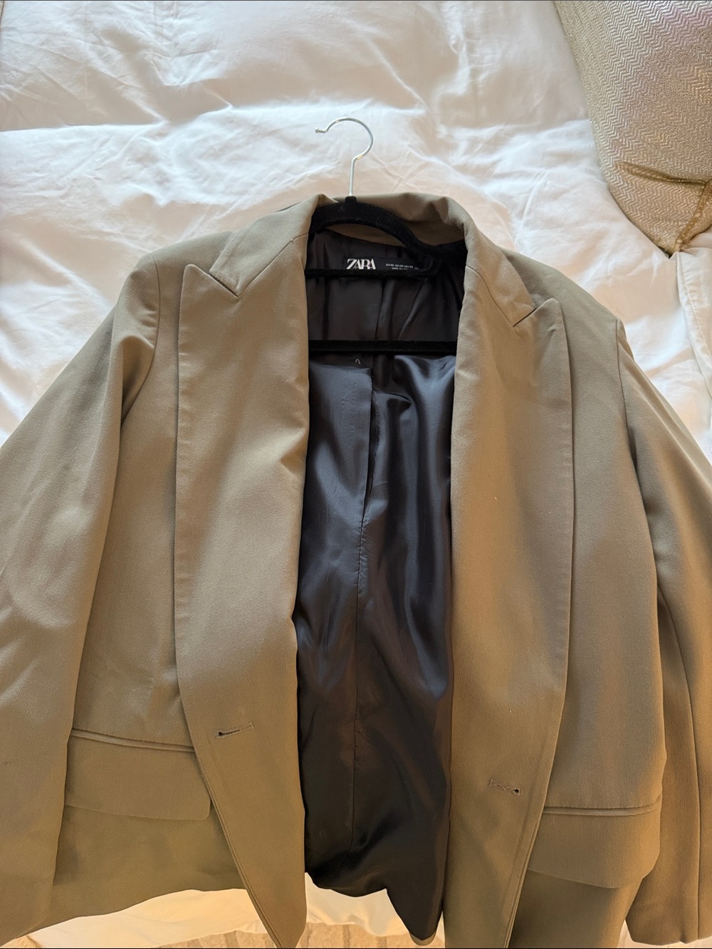Zara Men's Olive/Tan Single-Breasted Blazer